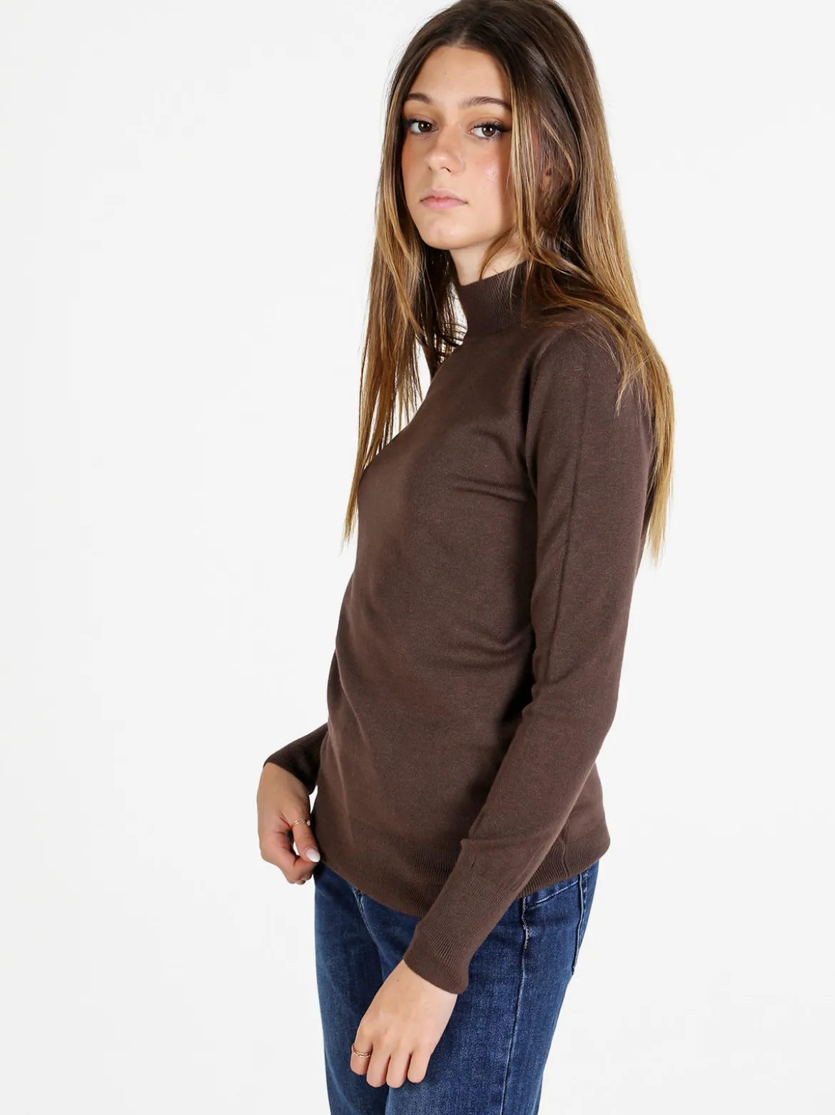 Baci & Abbracci Pullover donna lupetto in maglia - marrone