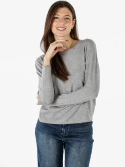 Baci & Abbracci Pullover girocollo da donna in maglia tinta unita - grigio