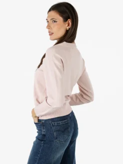 Baci & Abbracci Pullover girocollo da donna in maglia tinta unita - rosa