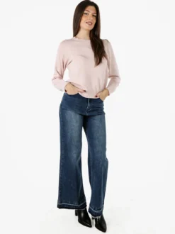 Baci & Abbracci Pullover girocollo da donna in maglia tinta unita - rosa