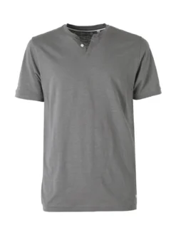 Baci & Abbracci T-shirt da uomo in cotone con bottoncini - antracite