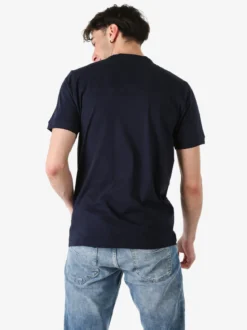 Baci & Abbracci T-shirt da uomo in cotone con bottoncini sullo scollo - blu scuro