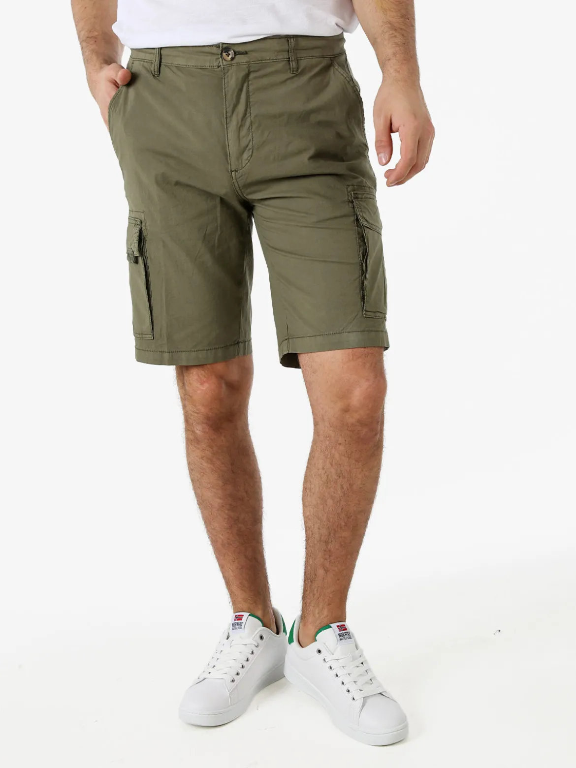 Bad Boys Bermuda da uomo in cotone con tasconi laterali - militare