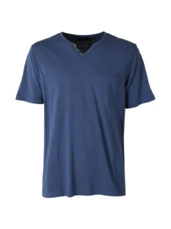 Bad Boys T-shirt da uomo in cotone con scollo V e taschino - blu