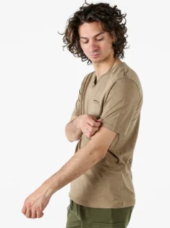 Bad Boys T-shirt da uomo in cotone con scollo V e taschino - taupe