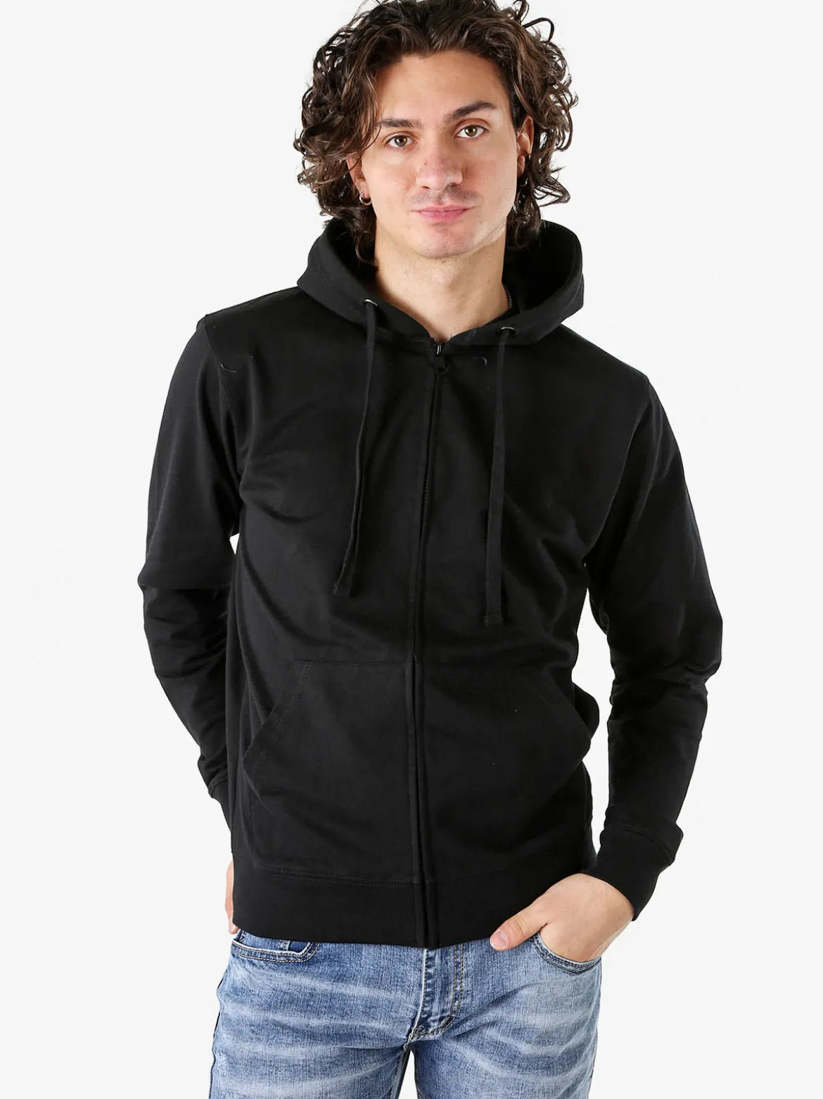 Baker'S Felpa da uomo full zip con cappuccio - nero