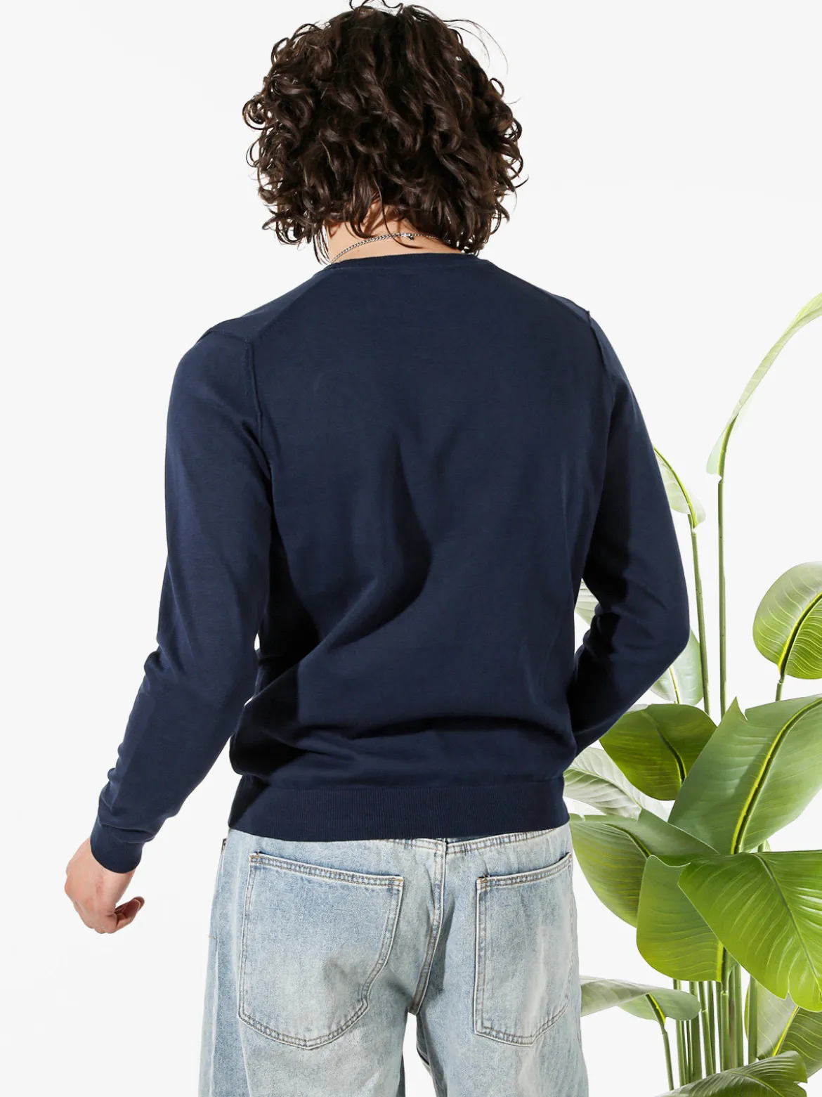 Baker'S Pullover girocollo da uomo in cotone - blu scuro