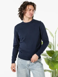 Baker'S Pullover girocollo da uomo in cotone - blu scuro