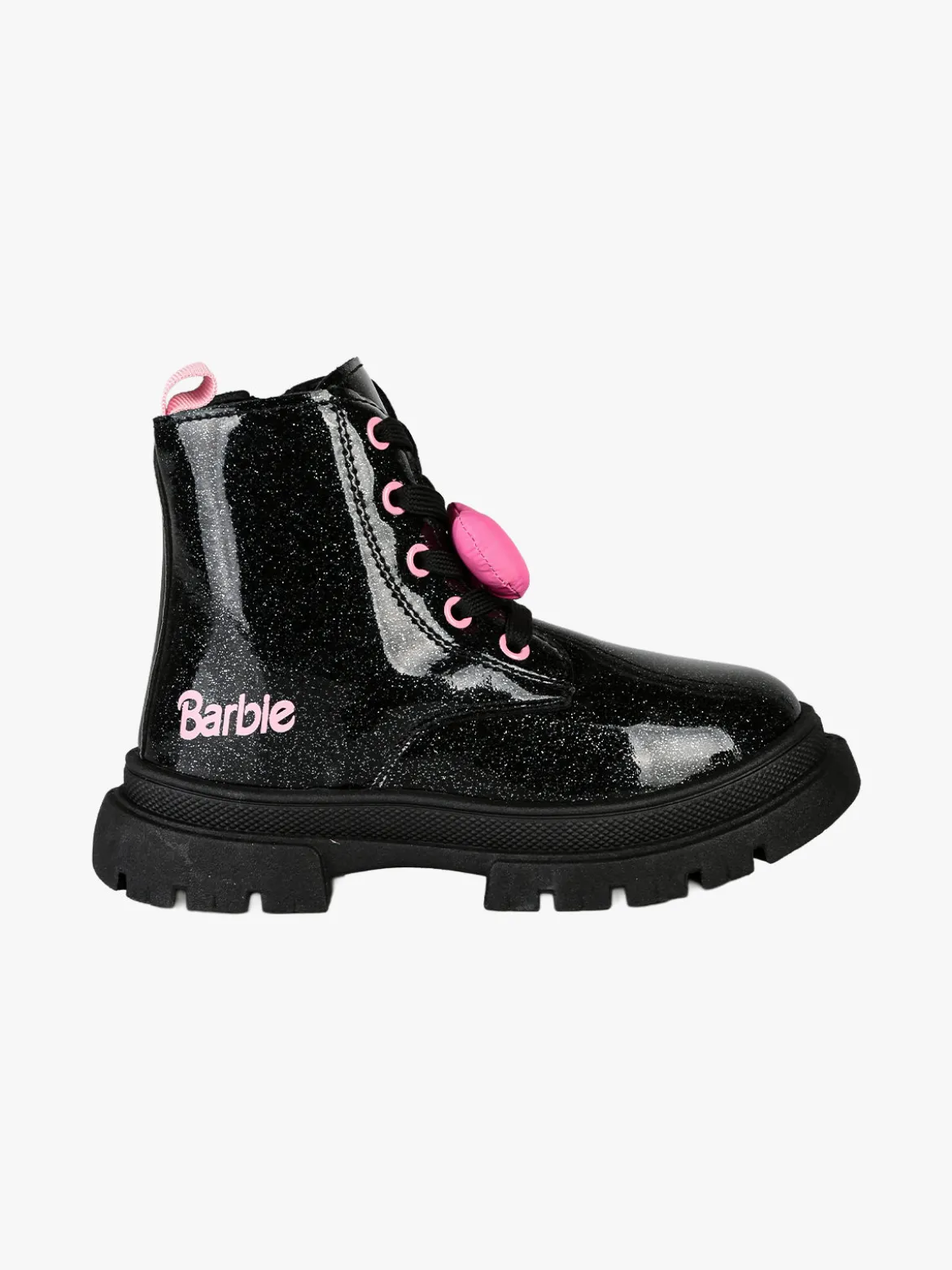 Barbie Anfibi da bambina in vernice con lacci e zip - nero