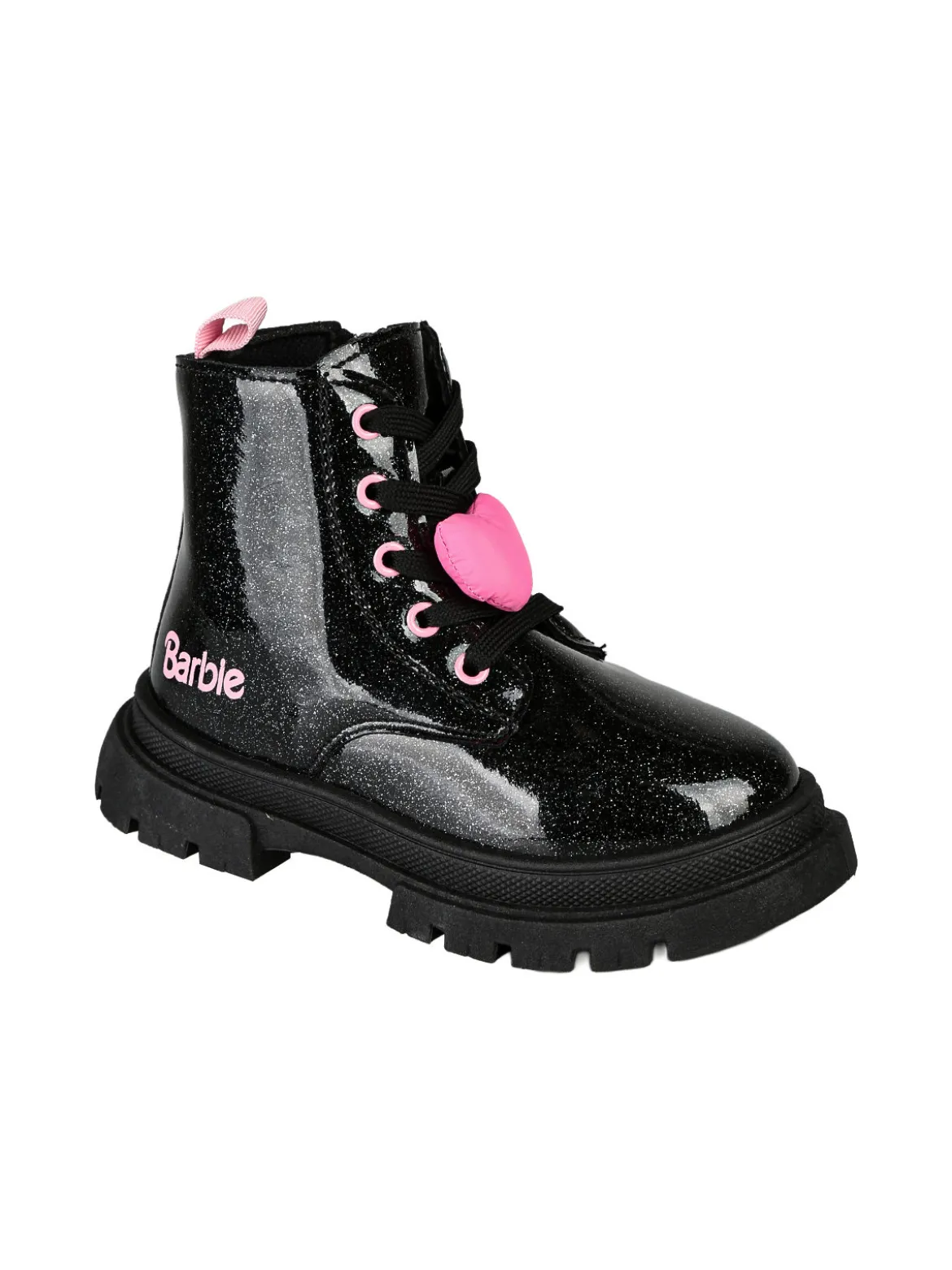 Barbie Anfibi da bambina in vernice con lacci e zip - nero