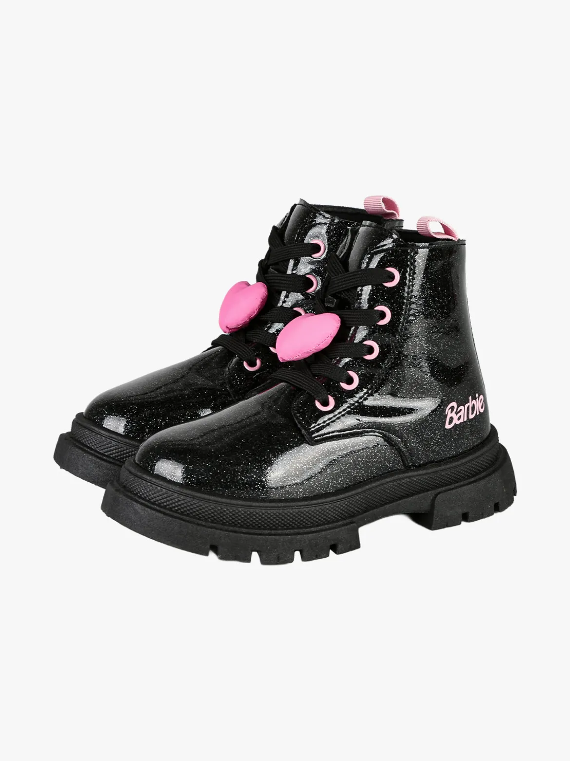 Barbie Anfibi da bambina in vernice con lacci e zip - nero