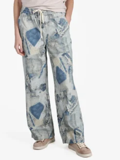 Baseventi Jeans donna a gamba larga con coulisse