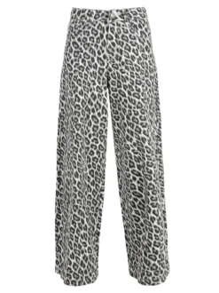 Baseventi Pantaloni donna animalier a gamba larga