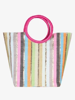 Basile Borsa media da mare in paglia multicolore