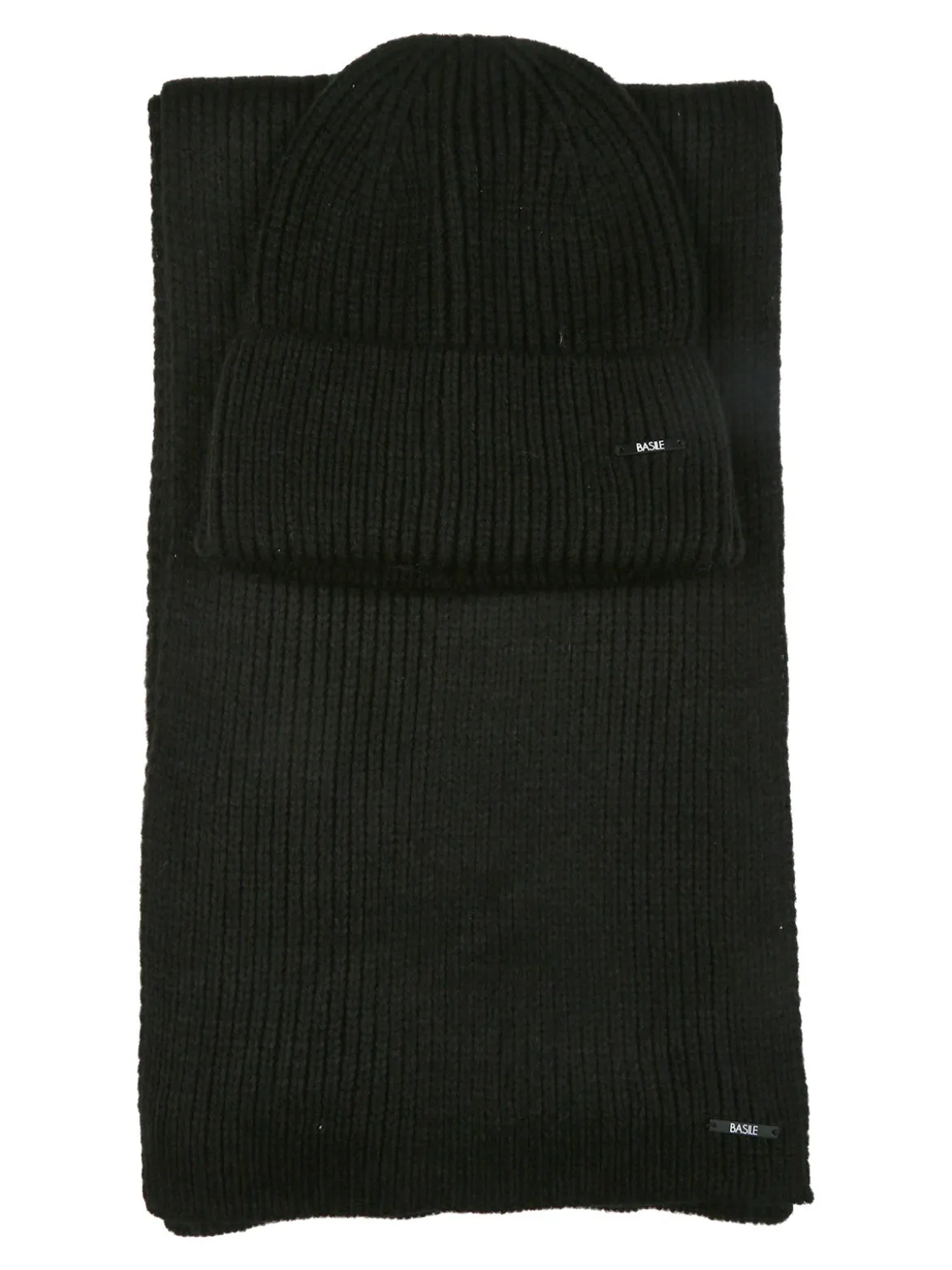 Basile Set regalo uomo con cappello e sciarpa in maglia - nero