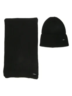 Basile Set regalo uomo con cappello e sciarpa in maglia - nero