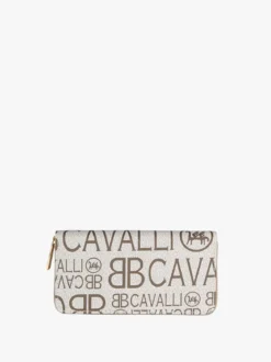 B.Cavalli Portafoglio rettangolare da donna con stampe - beige