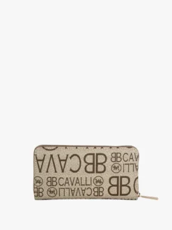 B.Cavalli Portafoglio rettangolare da donna con stampe - taupe