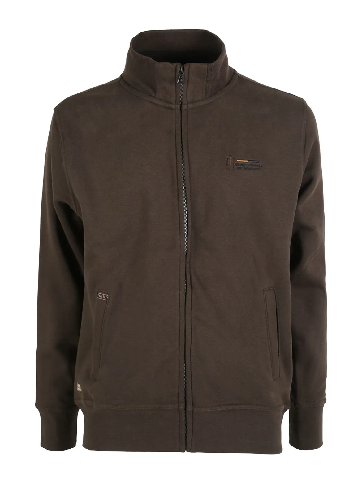 Be Board Felpa da uomo a collo alto con zip in cotone e internno felpato - moro