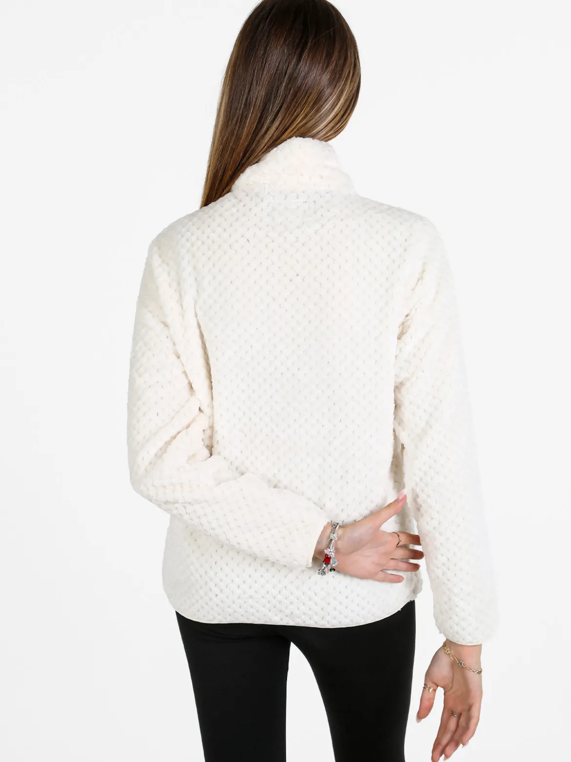 Be Board Felpa donna full zip in pile - panna