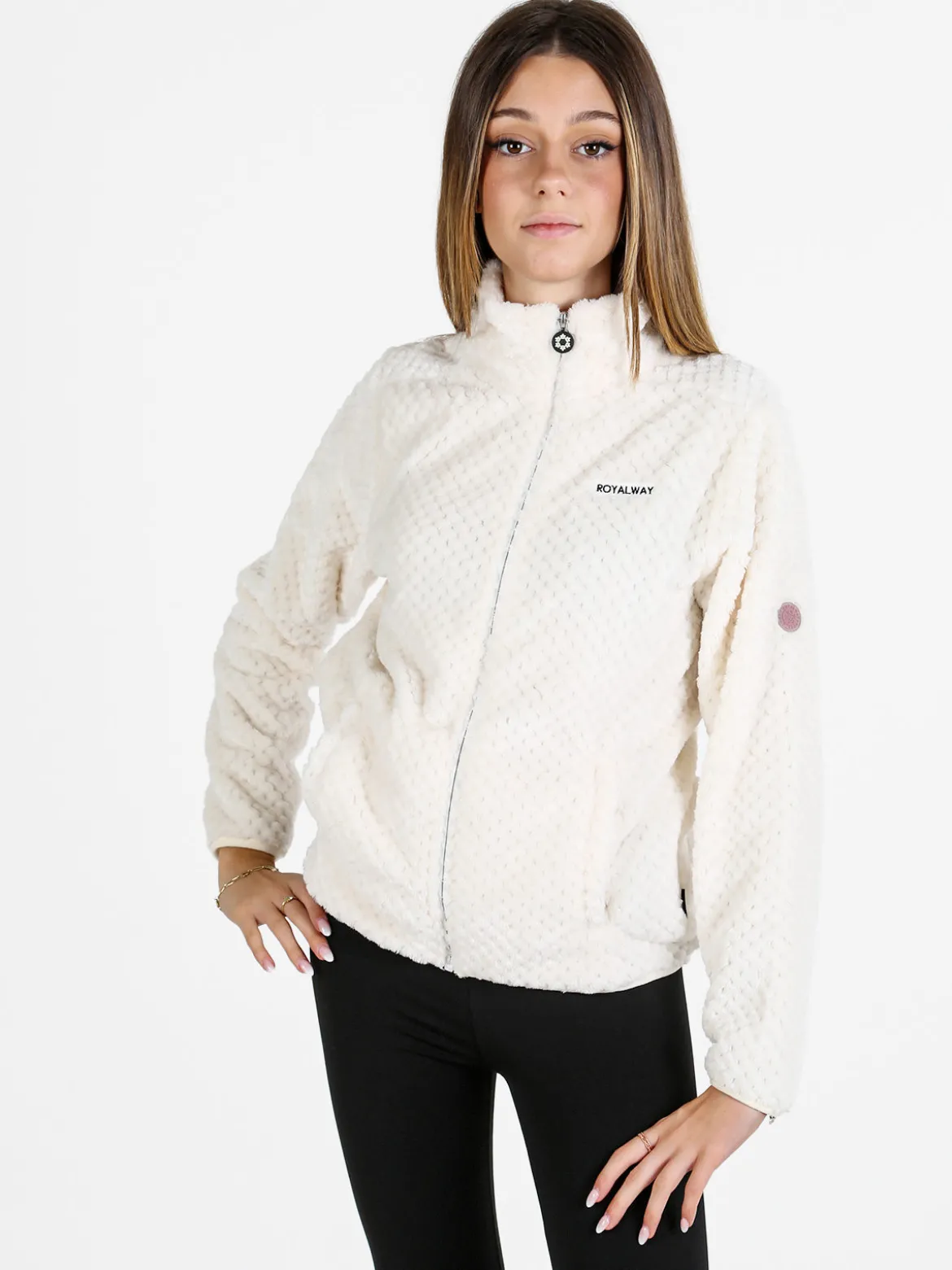 Be Board Felpa donna full zip in pile - panna