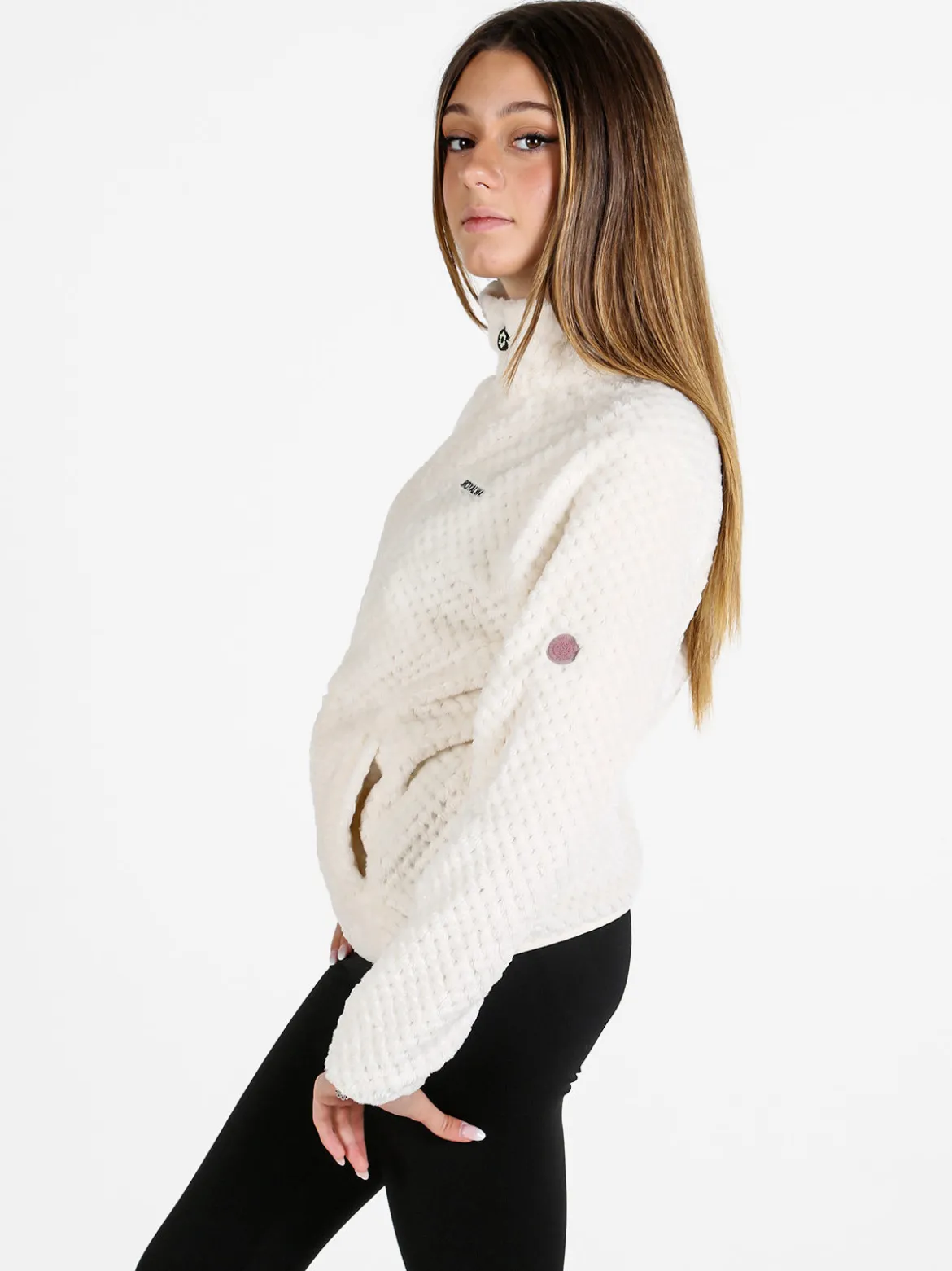 Be Board Felpa donna full zip in pile - panna