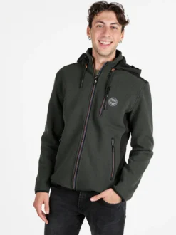 Be Board Felpa invernale da uomo con cappuccio e zip - militare