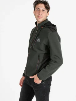 Be Board Felpa invernale da uomo con cappuccio e zip - militare