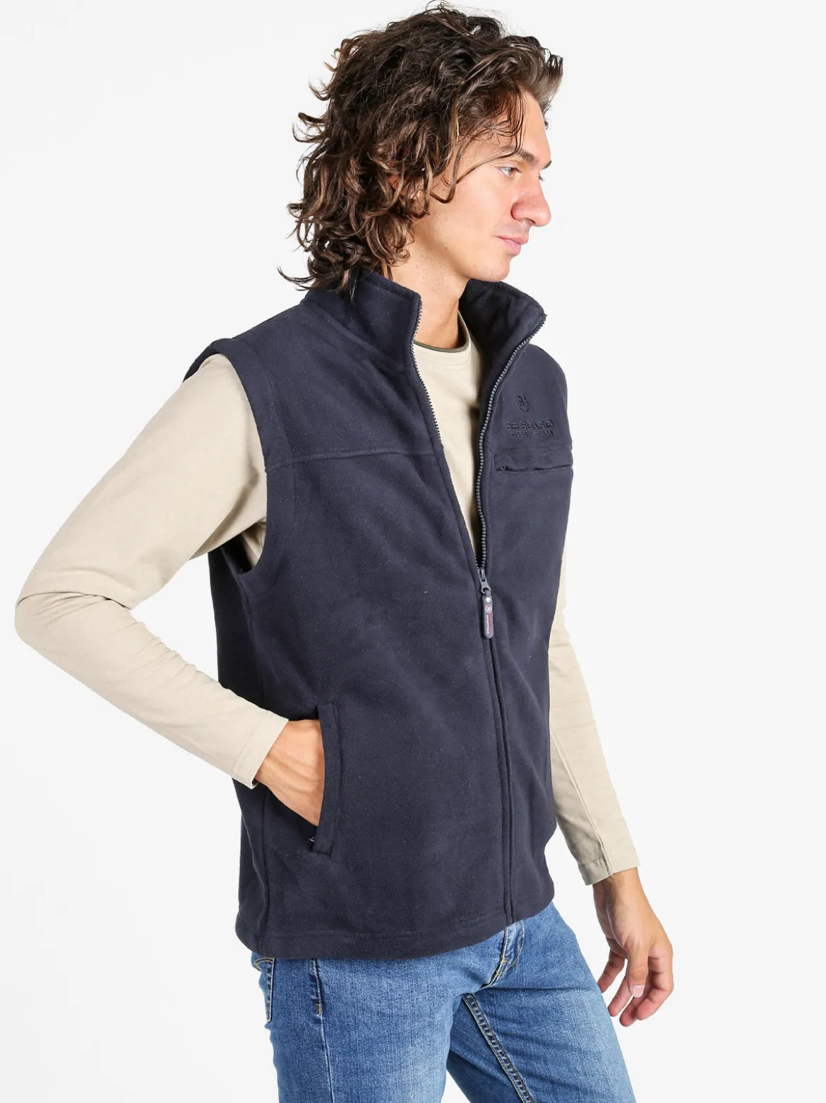 Be Board Gilet uomo in pile con zip - blu scuro