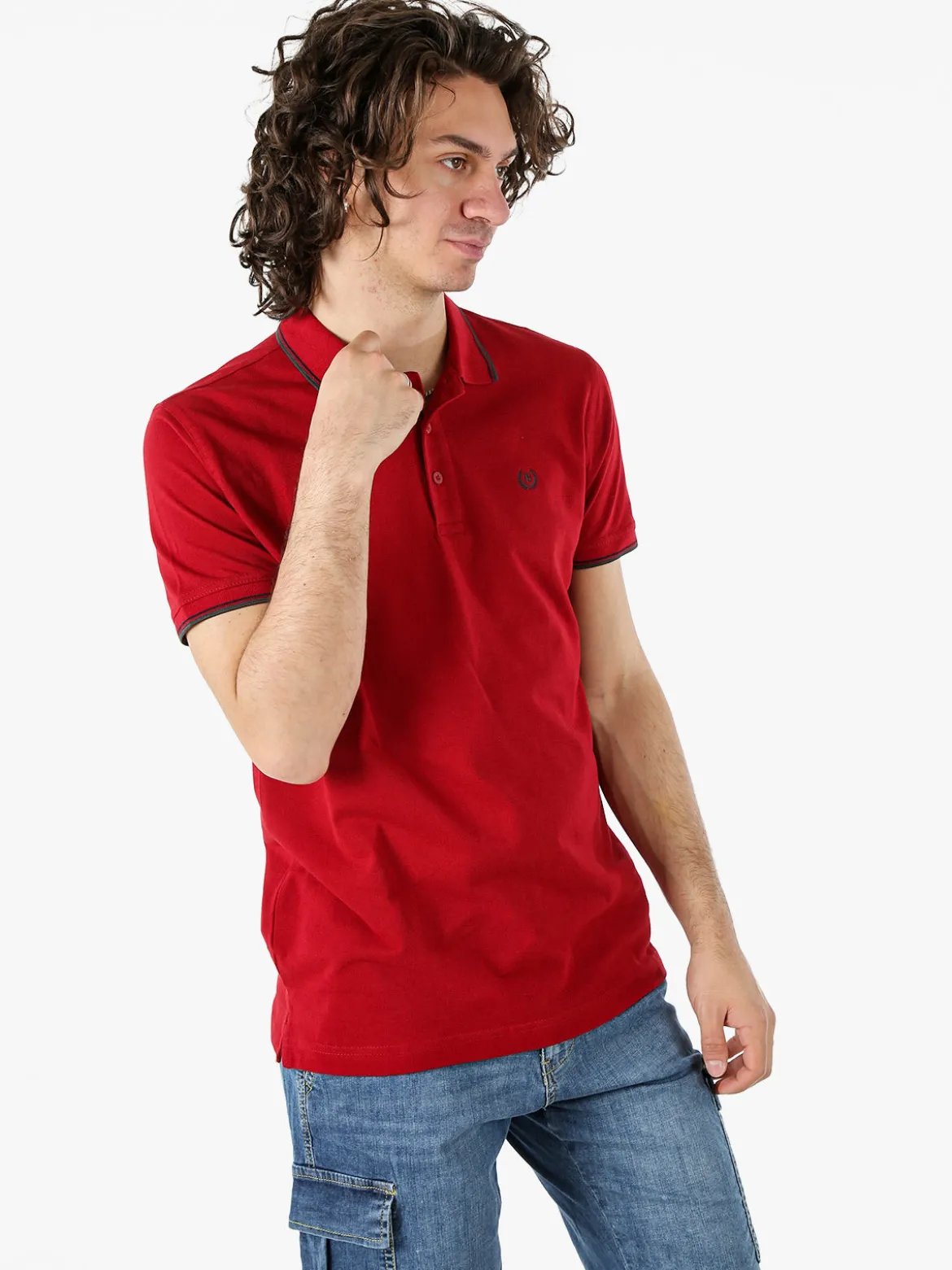 Be Board Polo in cotone da uomo a maniche corte - bordeaux