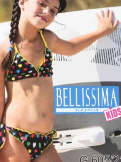 Bellissima Bikini bambina triangolo con stampa cuori G605