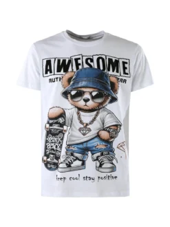 Belman T-shirt da uomo in cotone con stampa - bianco