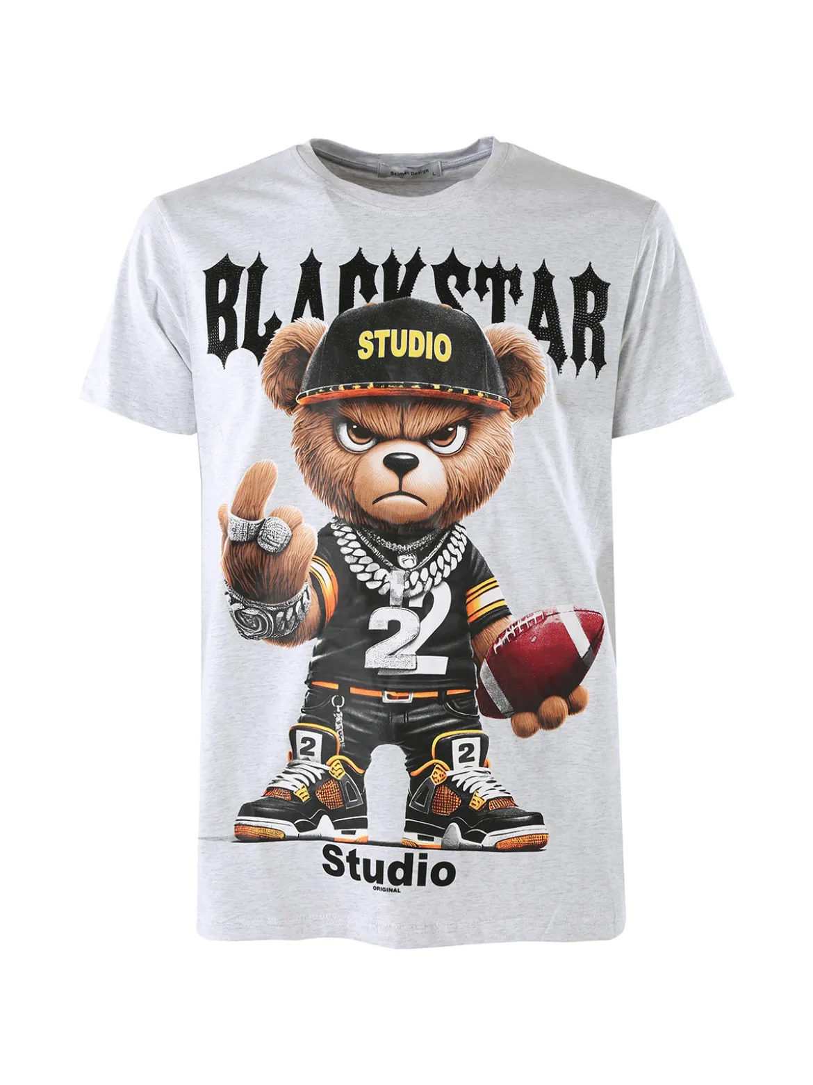 Belman T-shirt da uomo in cotone con stampa - grigio chiaro