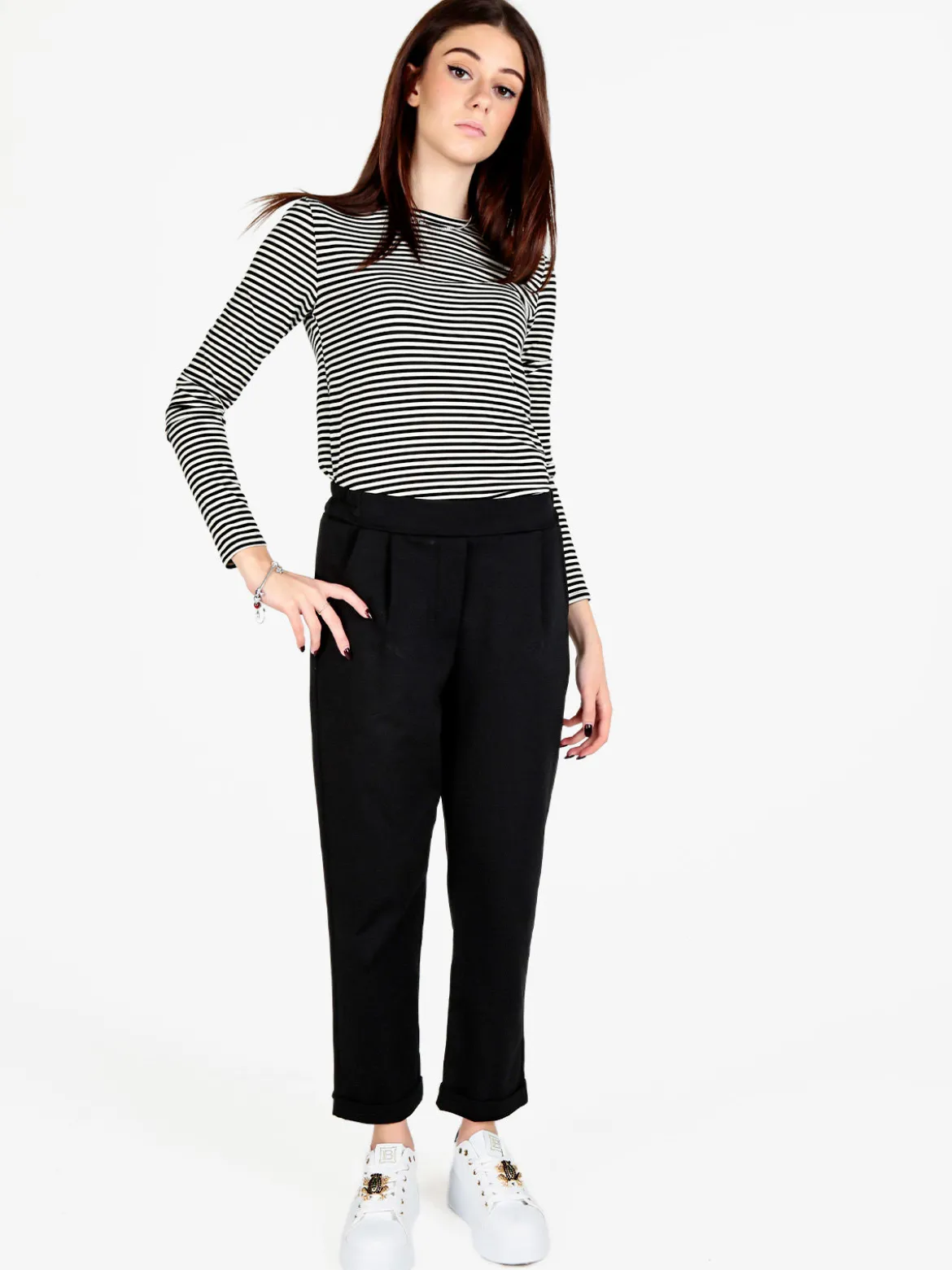 Be Mine T-shirt donna rigata a maniche lunghe