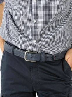 Biagiotti Uomo Cintura da uomo con fodera in pelle - blu scuro