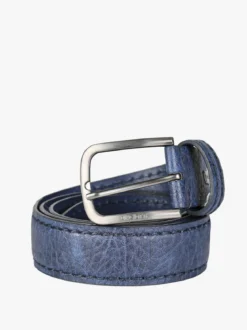 Biagiotti Uomo Cintura da uomo con fodera in pelle - blu scuro
