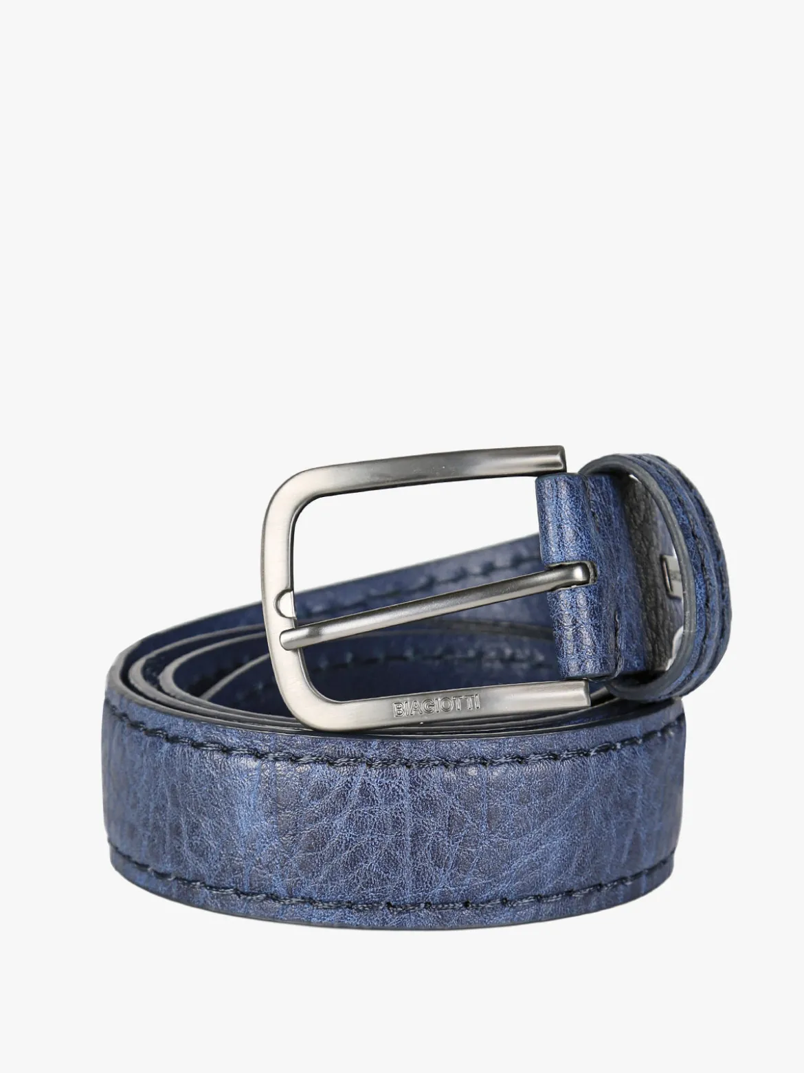 Biagiotti Uomo Cintura da uomo con fodera in pelle - blu scuro