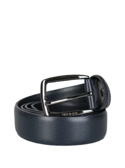 Biagiotti Uomo Cintura in pelle rivestita da uomo - blu scuro