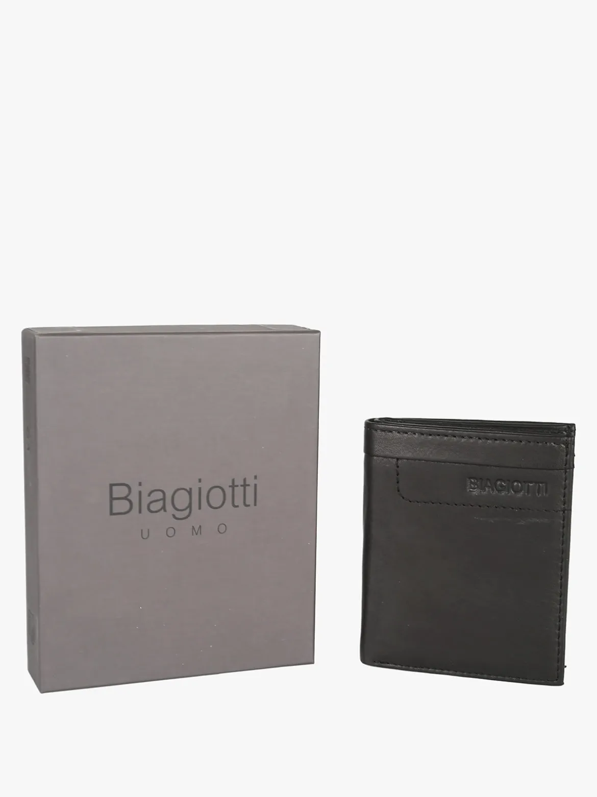 Biagiotti Uomo Mini portafoglio verticale in pelle da uomo - nero