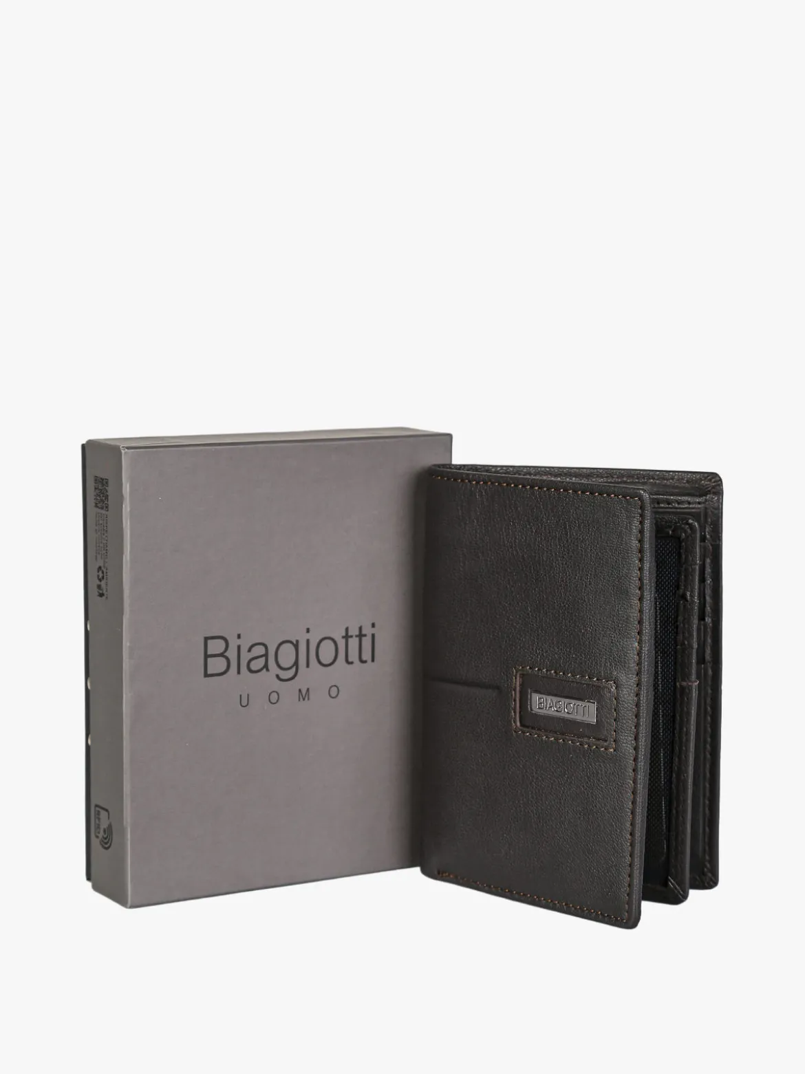 Biagiotti Uomo Portafoglio verticale in pelle da uomo - moro