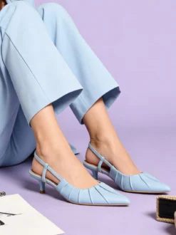 Bottega22 Slingback donna a punta con tacco a rocchetto - azzurro