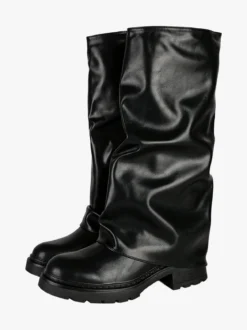 Bottega22 Stivali donna con gambale arricciato - nero