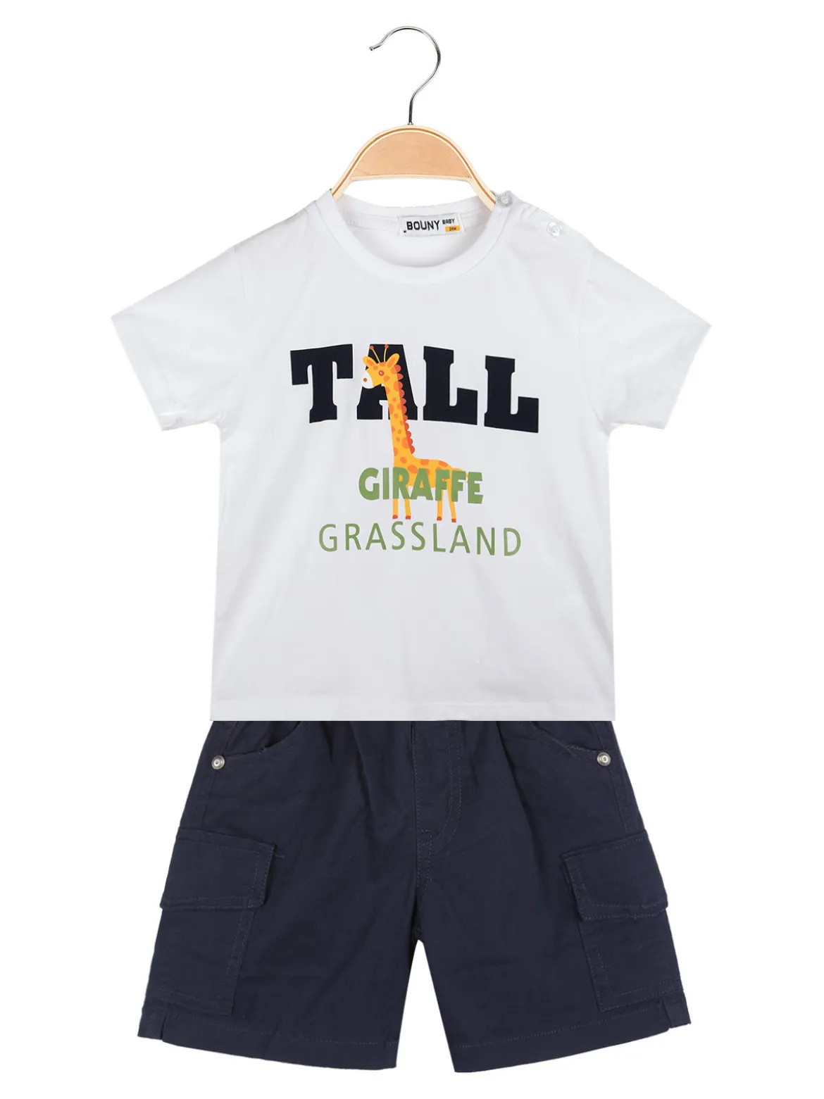 Bouny Baby Completo 2 pezzi da neonato con t-shirt e bermuda cargo
