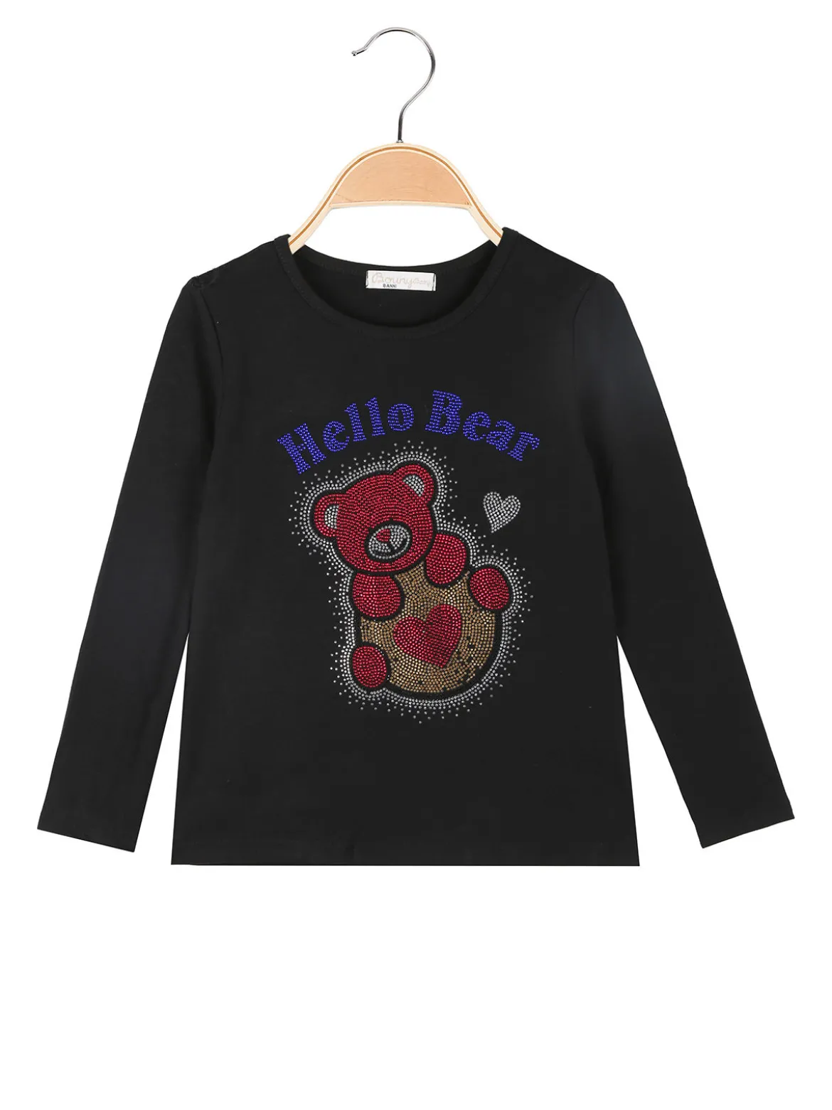 Bouny Baby T-shirt da bambina a maniche lunghe con strass - nero