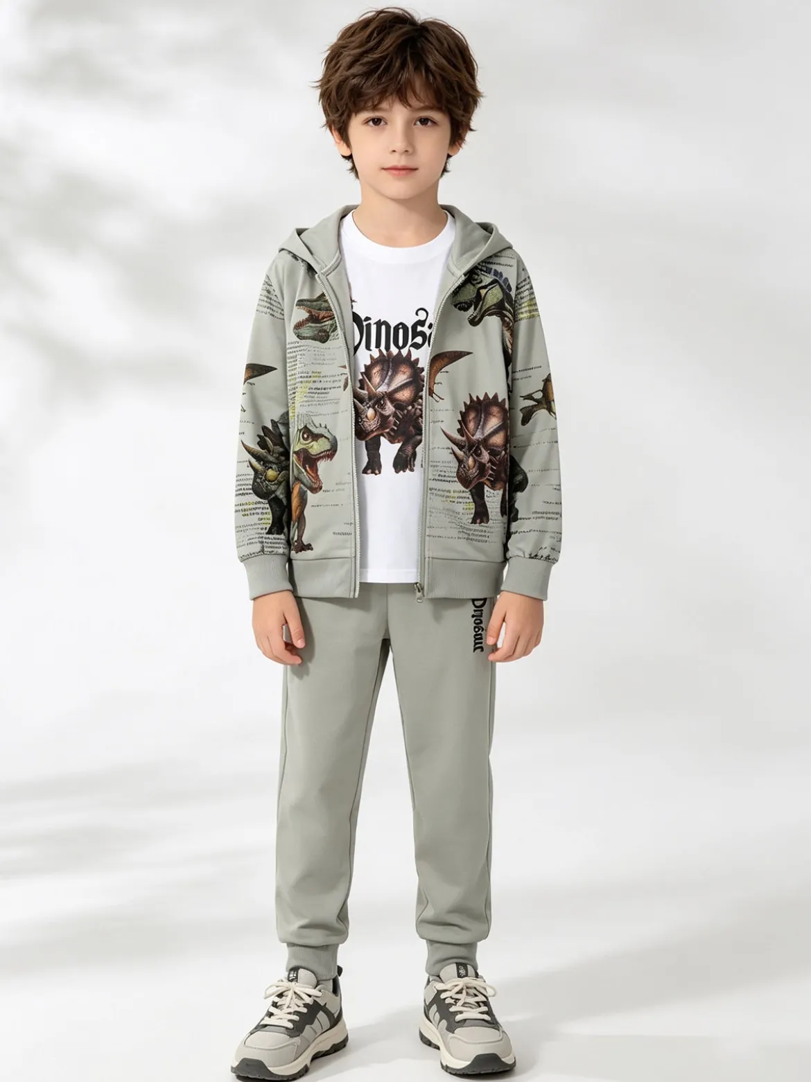 Boys & Style Completo tuta 3 pezzi da bambino con cappuccio e zip - verde chiaro