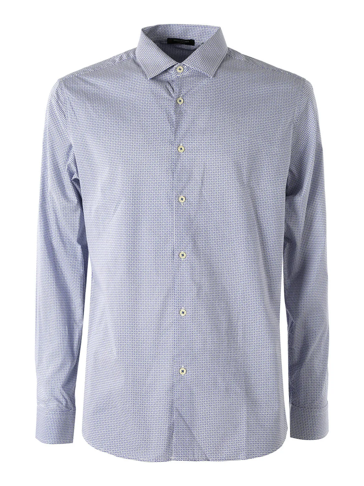 Bread & Buttons Camicia da uomo in cotone a maniche lunghe con stampe - blu