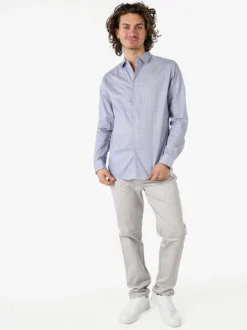 Bread & Buttons Camicia da uomo in cotone a maniche lunghe con stampe - blu