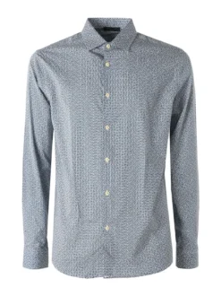 Bread & Buttons Camicia da uomo in cotone a maniche lunghe con stampe - multicolore