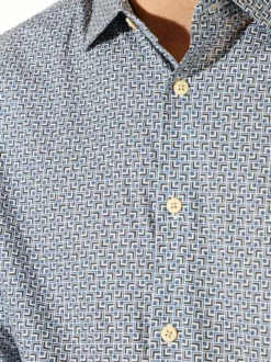 Bread & Buttons Camicia da uomo in cotone a maniche lunghe con stampe - multicolore
