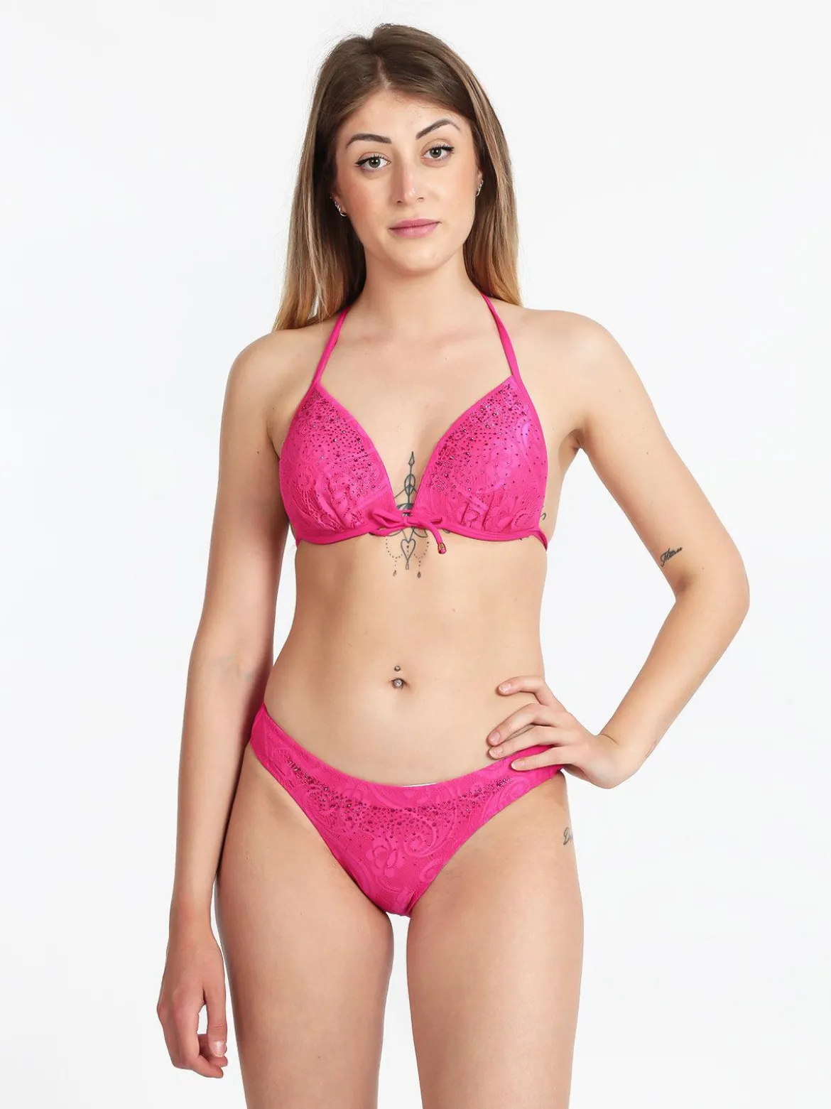 Brilliant Costume bikini in pizzo con strass